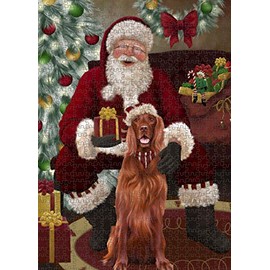 Santa's Christmas Surprise Irish Red Setter Dog Jigsaw Puzzle for Adults - Animal Printed Interlocking Puzzle Game Artwork - Gift for Dog Lover's- 500 Pcs 14"x20", PZLE59528
