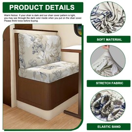 CRFATOP Printed RV Dinette Cushion Covers Set of 2 Soft Camper Seat Slipcover Stretch Sofa Loveseat Chair Cover Futon Protector for RV Camper Car Bench 2 Backrest Cover & 2 Bench Cover,B06