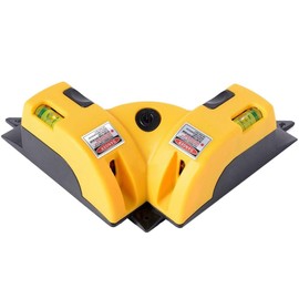 Right Angle 90 Degree Laser Level with Dual Line Alignment, Red Horizontal Vertical Laser Level Square Level with Two Suction Cups for Tiling Woodworking Shelves (Yellow)