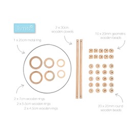 Trimits Macramé Starter Pack, Smooth Birch Wood, 39 Pieces, Natural