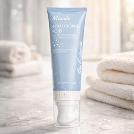 Limpiador Facial con Ácido Hialurónico 120g con Cepillo de Silicona Integrado – Gel Facial Hidratante de Limpieza Suave para Rostro
