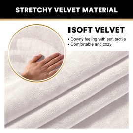 PrinceDeco 2 Pack Thick Velvet Stretch Armrest Covers for Chairs and Sofas Armchair Covers for Arms Couch Arm Covers Armrest Covers for Sofa Non Slip, Ivory