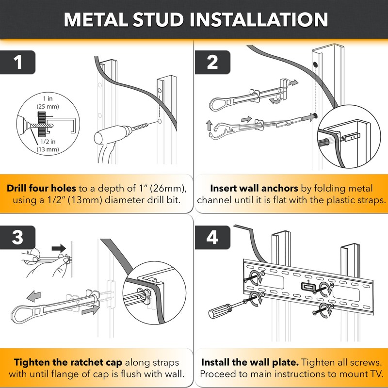 CondoMounts MSK9002 Tiled Wall TV Mounting Kit | Granite |