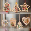 Christmas Wooden Laser-Punched Tree Ornament & Five-Pointed Star Room Decor Free Size/Option 01 10ea