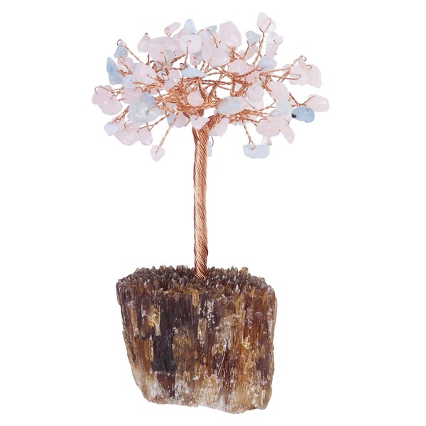 Nupuyai Rough Amber Calcite Base with Crystal Tree Handmade Wire