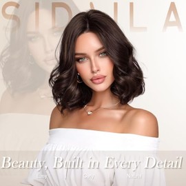 Peluca bob rizada de 11 a 12 pulgadas, de color negro a marrón cobrizo, para mujer, estilo bob corto ombré con volumen natural, peluca sintética liger