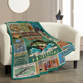 Fishing Gifts for Men, Fly Fish Gift, Gift for Men Who Love Fishing, Gifts for Fisherman, Bass Fish Gift Blanket, Fisherman Blanket 60” X 50”