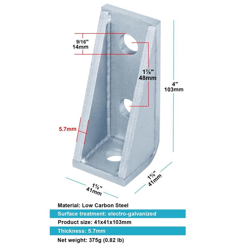 OTTFF 4 Pack 3 Hole 90 Degree Gusseted Fitting for