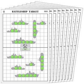 Freedom Gun Targets 25 Pack Green Battleship Paper Shooting Targets for Gun Range, Rifle, Pistols, Handguns, BB Guns, Shooting Games Fluorscent Green Color (23x35)