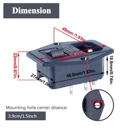 DMWD 3Pins Inlet Power Male Socket 10A 250VAC with 2Pins ON Off Rocker Switch Flange Mount Design IEC 320 C14 2 Pieces