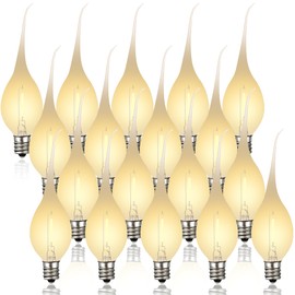 Meonum 18 Pcs Silicone Dipped Candle Light Bulbs, LED Silicone Candle Bulbs, 0.7 Watts Chandelier Light, C7 Lamps, E12 120V White Soft Coating Lighting for Window Candelabra, Chandelier (Gold Glow)