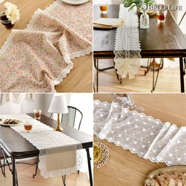 Bellife Romantic Home Cafe Table Runner/Table Runner 9 types, 05. Cream Lace Table Runner 05. Cream Lace Table Runner_03.6 person 16x21003.6 person 16x210 / 벨라이프 로맨틱한 홈카페 식탁러너/테이블러너 9종, 05.크림 레이스 테이블러너05.크림 레이스 테이블러너_03.6인 16x21003.6인 16x210