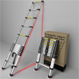 Telescoping Ladder Extension Telescopic Collapsible - 12.5 FT Rv Telescope Foldable Extendable Tall Compact Aluminum Ladders - for House Roof Travel Trailers Adjustable Retractable - 330lbs Capacity