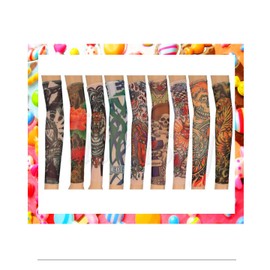 Rosella 80 Pcs Temporary Tattoo Fake Arm Sleeves Outdoor Sun Protection Sleeves Asstd Styles