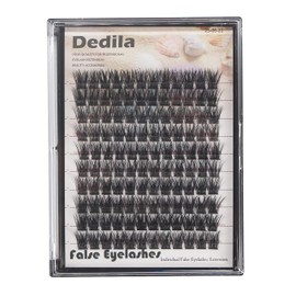 Dedila 120 Clusters Individual False Eyelashes Wide Stem D Curl Handmade Dramatic Black Soft and Light 5D Volume Eye Lashes Extensions Thick Base Women Girls Beauty Tools (14mm)