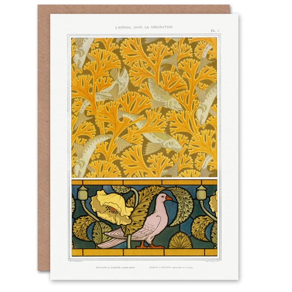 Artery8 Maurice Pillard Verneuil Art Card Poppy Pigeon and Coral
