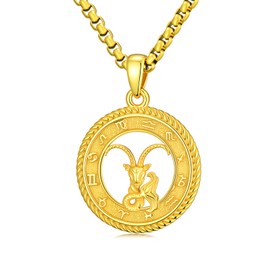 Capricorn Zodiac Necklace for Men and Women 925 Sterling Silver with Gold Plated Zodiac Sign Constellation Jewelry – Astrology Gifts for Couples, Mother's Day, Father's Day, Birthday, Collectors
