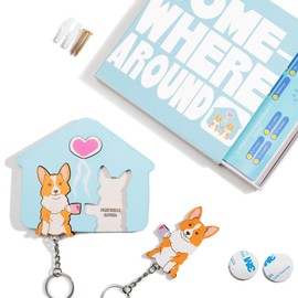 SOMEWHERE AROUND Wooden Key Holder for Wall with Cute Corgi Key Chains – Perfect Key Organiser for Home, Ideal House Warming Gifts New Home Gifts for Couples