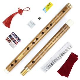 Bamboo Flute Dizi Traditional Handmade Chinese Musical Instrument Vintage Dizi (Key F)