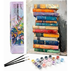 Bougimal Painting by Numbers Adult Landscape without Frame Including Brush and Acrylic Paints - 28 x 35 cm, Books 1