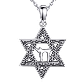 Vadmans David Stern Pendant Necklace Sterling Silver Chai Jewish Jewellery for Men and Women, Sterling Silver, No Gemstone