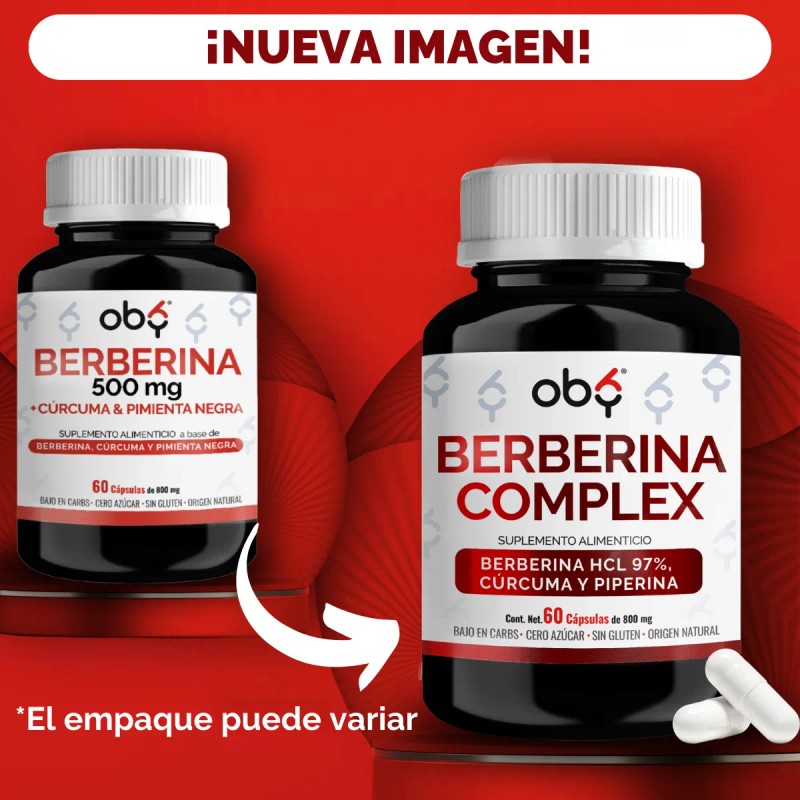Berberina Hcl 97 1000mg Potenciada Con Piperina Y Curcuma Glucontrol