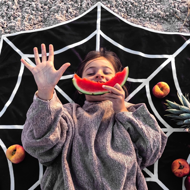 Breling Spiderweb-Shaped Beach Blanket 60 x 60 Inch Summer Halloween