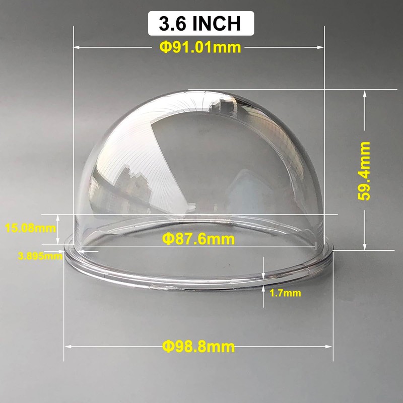 3.6 Inch Small PC Polycarbonate Clear Dome Cover CCTV Replacement