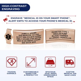 Divoti Divoti Custom Dual-Sided Engraved Silicone Medical Alert ID Wristband w/Security Clasp & Trim-to-Fit Romantic Purple Silicone Band w/Security Clasp - 20MM PVD Rose Gold/Black