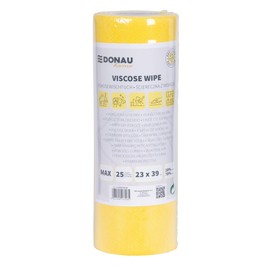 DONAU HOME Cloth with 70% Viscose/High Quality Wiping Cloth on Roll/Cleaning Cloths for Furniture/Durable/Absorbent/Soft/Streak-Free/Smudge-Free/Roll/23 x 39 cm/25 Sheets/Yellow