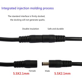 ESDEITT 3.28ft DC5521 Power Pigtails Cable,Male to Male 5.5 * 2.1mm 12V 12W 18AWG Power Supply Connecting Repair Cable for CCTV Security Camera LED Strip Light (1meter)