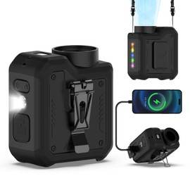 Qerhod 7 IN 1 Portable Waist Fan, Turbo Powerful Cooling,Personal Wearable Neck Fan,Handheld Fan,Hands Free Flashlight,USB Output,Rechargeable,10000mAh,4-Speeds,Gifts for Men Women (Black)