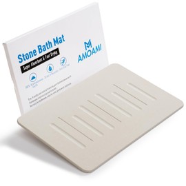 AMOAMI Stone-Bath-Mat, Ultra Absorbent Fast Drying Diatomaceous Earth, Non Slip Bathtub Mat Stone, Low Maintenance Stone Drying Mat (16"x24", White)