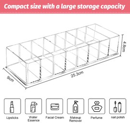 QINERSAW 1 x removable cosmetic organiser drawer, 8 compartments, make-up storage boxes, beauty organiser, make-up storage, transparent cosmetic box for washbasin, bathroom