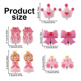 Mikovivi 5 Pairs Cute Clip on Earrings, Non Pierced Resin Princess Kids Ear Ornament Candy Car Earrings Bowknot Crown Clip-on Studs Dress Up Jewelry Accessories for Girls