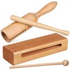 Vaguelly 2 Sets Wooden Orff Instrument Percussion Blocks and Hand