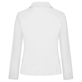 Kyzoeyou Ladies Casual Linen Long Sleeve Blazer 2 Buttons Front Lined Jacket Formal Elegant Work Suit (White L)