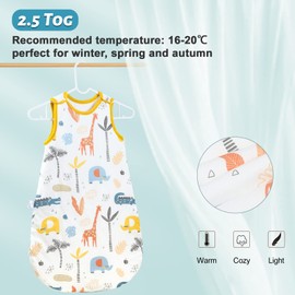 MOEMOE BABY Sleeping Bag 1.5 Tog Baby Sleeping Bag Winter Sleep Bag Cotton Toddler Sleep Sack Sleeveless Wearable Blanket,18-24 month,Giraffe,XL