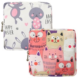 2Pcs Sanitary Towel Holder，Period Bag Sanitary Napkin Storage Bag Sanitary Pouch with Zipper Portable Pantyliners Bag for Women Teen Girls Ladies
