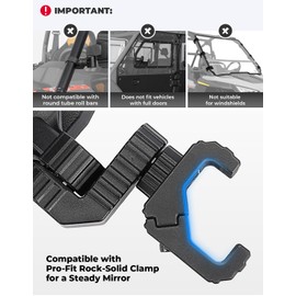 KEMIMOTO UTV Side Mirrors, UTV Rearview Mirrors Compatible with Pro-Fit Polaris Ranger General Can-Am Defender Maverick Trail, 3-axis Rotation Breakaway Rear View Accessories