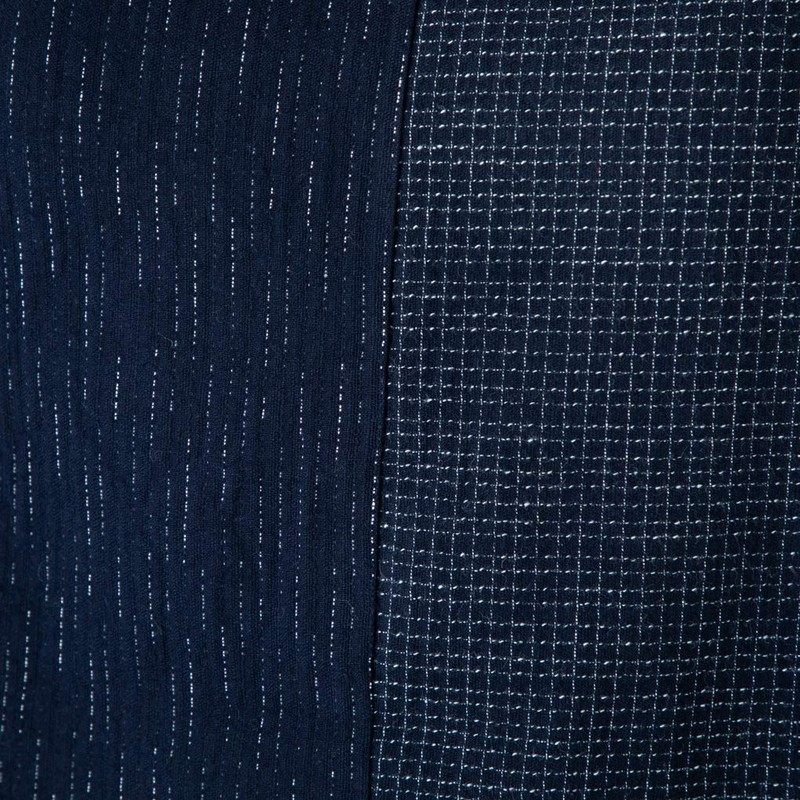 Watanosato Kurume Chijimi Woven Symmetry Blouse, Bunjin Navy x Rainy