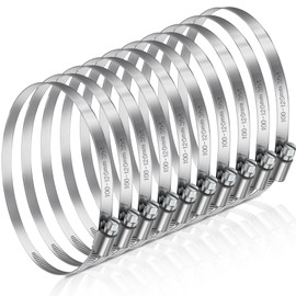 JatilEr 100-120mm Hose Clips, 8 Pcs Adjustable Hose Clamps 304 Stainless Steel Pipe Clips, Pipe Clamps Metal for Securing Hoses or Pipes for Vent Pipe Drain Pipe Exhaust Pipe Water Pipe