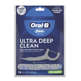 Oral-B Glide Ultra Deep Clean Dental Floss Picks, Cool Mint Flavor, 75 Ct