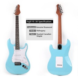 Fojill Full Size Beginner Kit Electric Guitar Guitars Set Starter Package with Amplifier, 600D Bag,Picks, Cable, Strap, Extra Strings (FSTS-30, Blue)