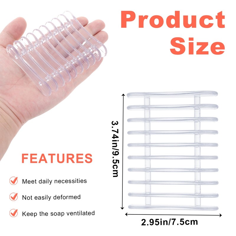 YUXIANLB 2PCS Plastic Soap Holder, Clear Self Draining Soap Dish