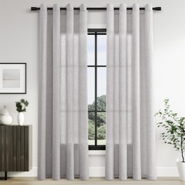 Jowels Cortinas de Lino Plateadas de 84 Pulgadas de Largo, 2 Paneles para Sala de Estar, Dormitorio, Cortinas Transparentes Que filtran la luz de 84 Pulgadas Plata 52 W x 84 L x 2 Paneles