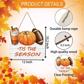 Fall Decorations for Home Fall Door Decor Pumpkin Wall Decor 'Tis The Season Sign Wooden Front Door Hanger for Autumn Thanksgiving Harvest Farmhouse Porch Indoor Outdoor Home Decorations
