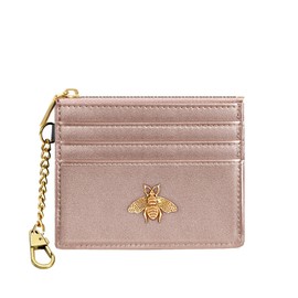 SEAVILIA Card Holder Keychain Wallet for Women with ID Window RFID Coin Purse Bee Gifts Slim Minimalist Small Wallet