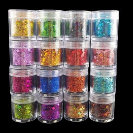 Sparkle Glitter Crossover Nail Art Stage Makeup Maru Laser Sequin Mixing Glittering DIY 10ml Bottle A Series/Magic Color Lemon Yellow 15ea