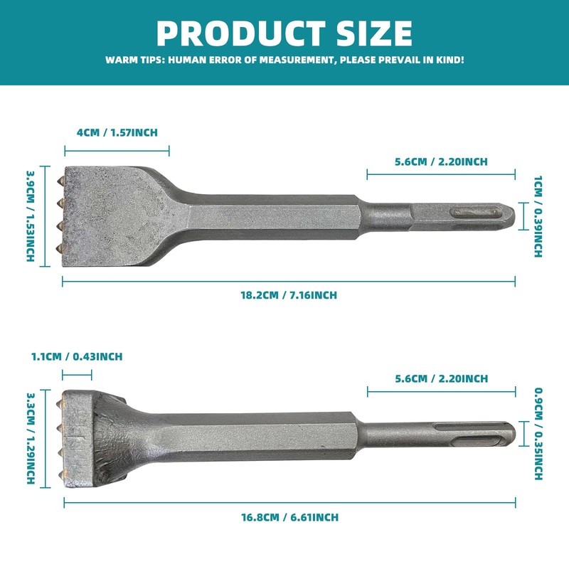 2Pcs SDS Plus Bushing Tool Bit, 4 Tips SDS Plus